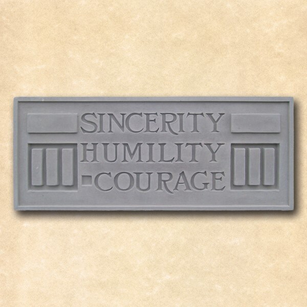 Stone Garden Plaque -Sincerity Humility Courage Frank Lloyd Wright